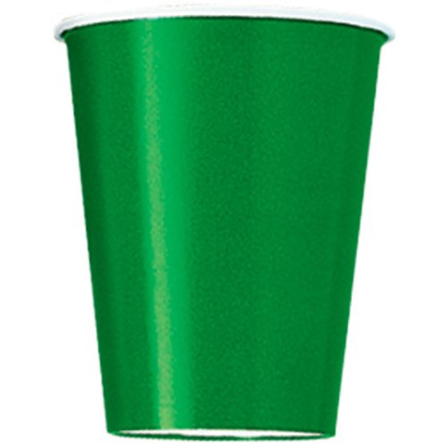 Unique Party- Paquete de 14 vasos de papel, Color verde esmeralda, 266 ml (31866)