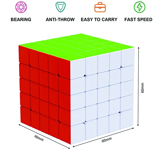 Vdealen Cubo de Velocidad 5x5 Profesional Cubo Mágico Cubo-Liso Rompecabezas Juguetes Cubo Juego