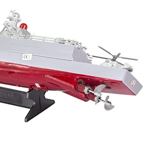 Warez Barco teledirigido de guerra destructor | Super-gran mando a distancia eléctrico, 1:115, 6,8 km/h, 2,4 GHz, modelo de barco militar para niños y adultos HT-3831