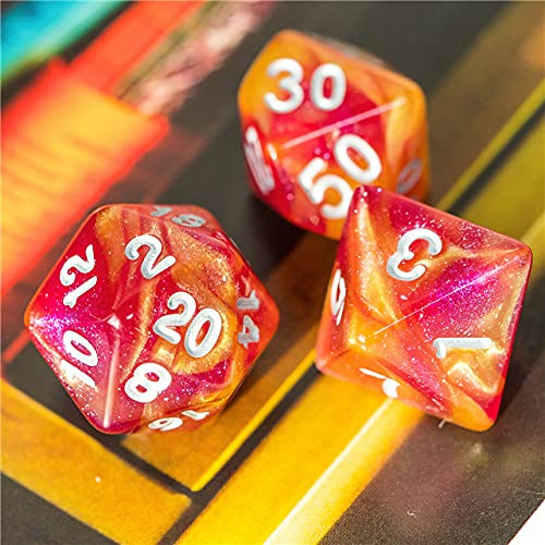 World of Dice Orion Series - Juego de 7 dados de papel para juegos de roles W20, W12, W10, W10.0, W8, W6, W4