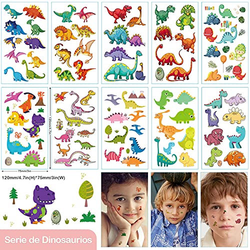 yumcute Tatuajes Temporales Niños, Impermeables Dinosaurio Animal Calcomanías para Niñas Niños tatuajes, Tatoos Infantiles Regalo de Fiesta de Cumpleaños(20 Hojas)