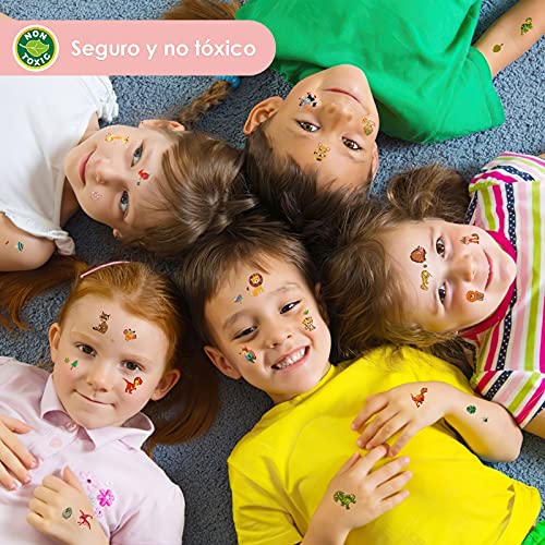 yumcute Tatuajes Temporales Niños, Impermeables Dinosaurio Animal Calcomanías para Niñas Niños tatuajes, Tatoos Infantiles Regalo de Fiesta de Cumpleaños(20 Hojas)