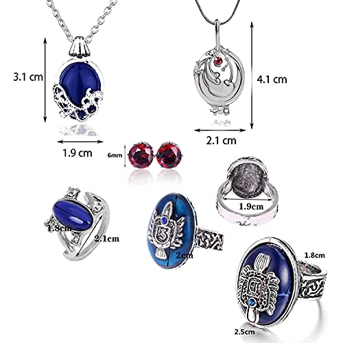 Zaky 28 piezas Vampiro Diaries Conjunto de Pegatinas Daywalking Katherine Sapphire Crystal Collares Pendientes Salvatore Damon Finger Family Crest Anillo Elena Verbena Apertura Charm Collar