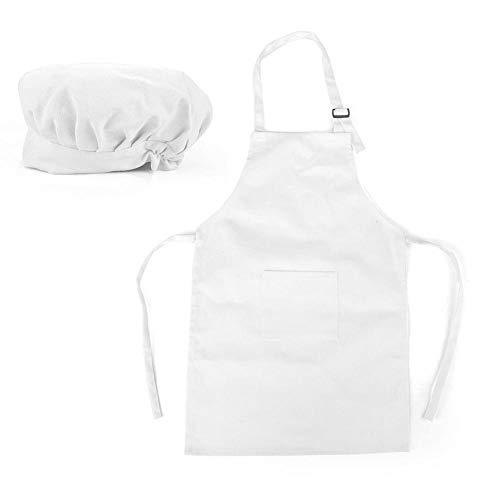 ZHANGXIANG Delantal Cocina Hombre Clase Manual De Pintura De Sombrero Y Delantal De Traje para Padres E Hijos Simple, Antiincrustante Y Liviano para Niños-Blanco_S