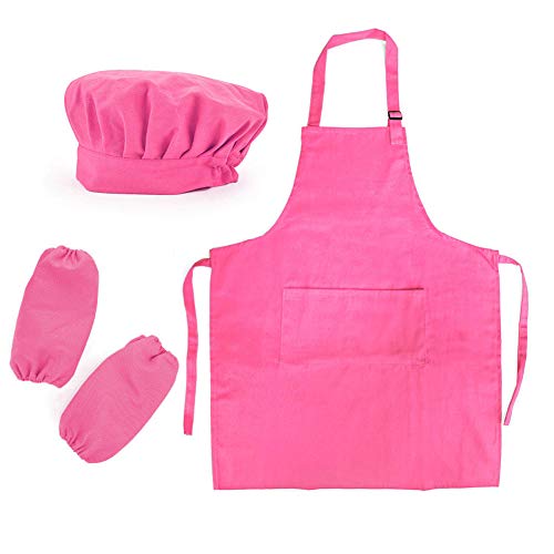 ZHANGXIANG Hombre Delantal Delantal Liviano para Niños Adultos con Traje para Padres E Hijos, Más Gorro Y Cubierta De Manga, Clase De Cocina para Pintar-Rosa Profundo_XXL