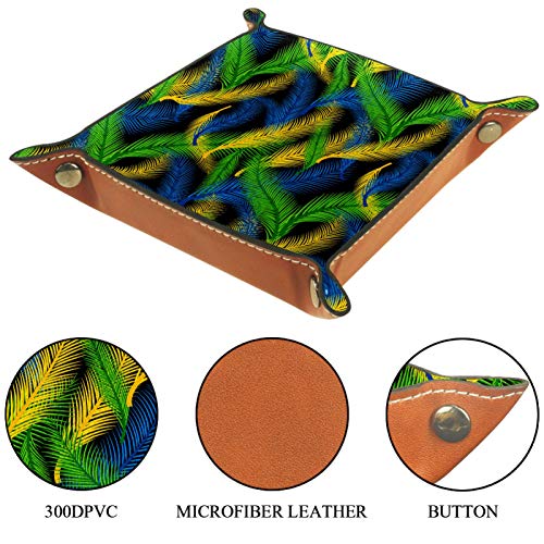 ZORE_FINE5 Bandeja plegable para juegos de dados con ruedas de cuero, bandejas y reloj, llaves, monedas, dulces caja de almacenamiento de 5.7 pulgadas/5.7 en plumas de estilo brasileño