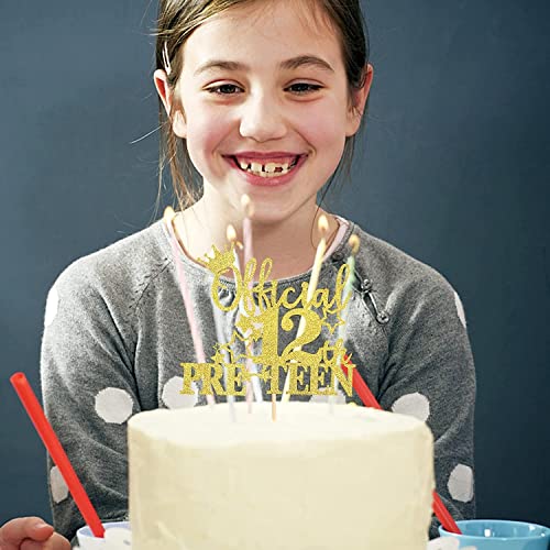 1 pieza de decoración oficial de pre-adolescente con 12 adornos para tartas, para niños y niñas, feliz 12 cumpleaños, cumpleaños, fiestas, graduaciones, decoración de tartas, color dorado