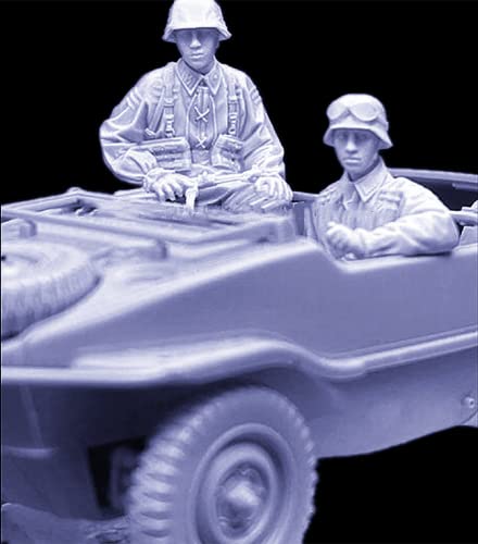 1/35 Soldado de Resina Modelo WWII Soldado alemán Resina Modelo Miniatura Kit (2 Personas, sin Coche) (autoensamblado y sin Pintar) //J8S-U1