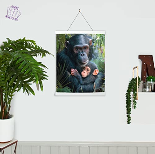 3D LiveLife Lenticular Cuadros Decoración - Abrazotes de Deluxebase. Poster 3D sin marco de chimpancé. Obra de arte original con licencia del reconocido artista, David Penfound