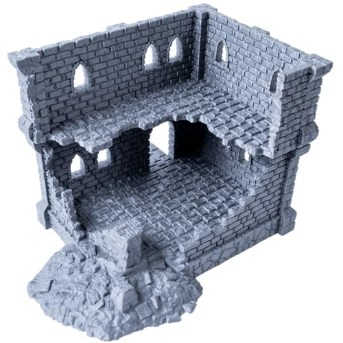 3D Vikings Ulvheim Ruins Series: Ruina de piedra de dos niveles: eleva tus juegos de rol y juegos de guerra medievales y fantasías de 28/32 mm