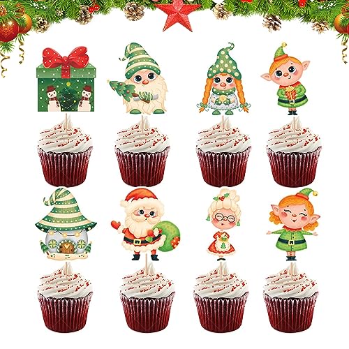 48 Piezas Toppers de Magdalena de Navidad Decoración de Cupcake para Navidad Toppers de Pastel de Fiesta de Navidad para Pasteles de Postre Fiesta de Navidad Fiestas de Cumpleaños