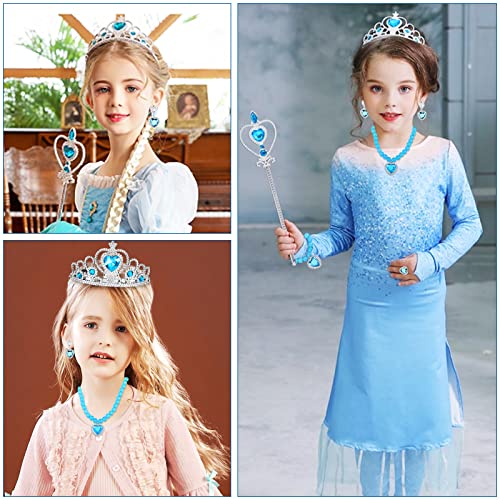 8pcs Disfraz Elsa Accesorios de Vestir Princesa, Accesorios de Princesa del Hielo Elsa Corona Varita Mágica Trenza y Guantes, Corona disfraz Niña de Cosplay,Cumpleaños,Carnaval y Fiesta