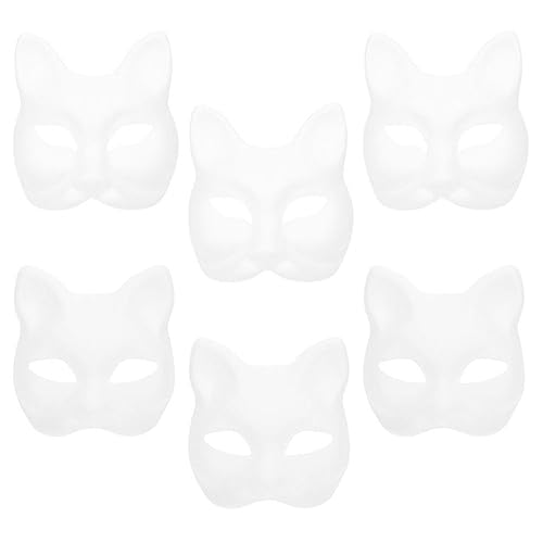 ABOOFAN 6 Piezas Máscara En Blanco Máscara De Papel Sin Pintar Máscara De La Mascarada Sin Pintar Máscaras De Papel De Animales Pintable Simple Animal Lobo Hombres y Mujeres Paseo Facebook