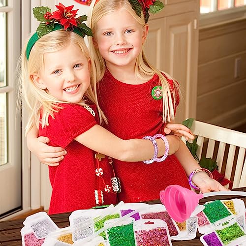 ariel-gxr 10 unidades de pulseras para niñas, juguetes de regalo para niñas de 6, 7, 8, 9 años, artes y manualidades para niños, amistad, pulsera de purpurina, DIY para niñas, regalos de cumpleaños