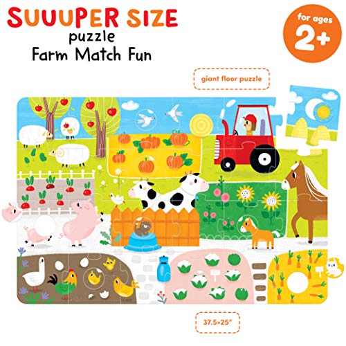 Banana Panda 49108 Juego Suuuper Size Puzzle Farm Match Fun – Rompecabezas de Suelo Grande y Actividad de asignación de 34 Piezas, para niños a Partir de 2 años y Mayores