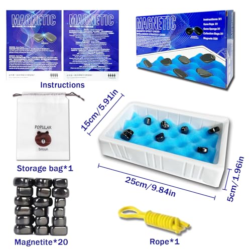 BARVERE Ajedrez Magnetico, Tablero de Ajedrez Magnético Portátil con 20 Piedras Magnéticas y Caja de Ajedrez, Juego de Ajedrez Magnético para Reuniones Familiares, Magnetic Chess Game