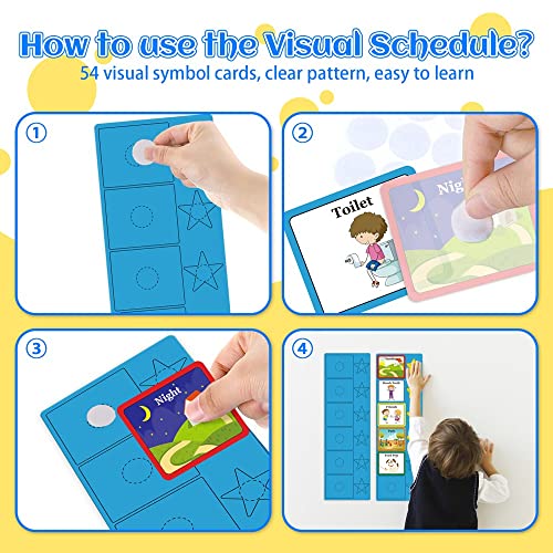 beetoy Horario visual, tarjetas de horario visual para niños con autismo, tabla de tareas del hogar, tarjetas de rutina, materiales de aprendizaje para autismo con 1 libro de horarios y 30 estrellas