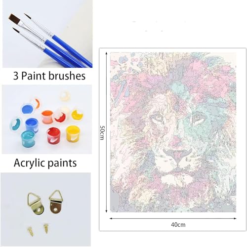 BEezLy Pintar por números para adultos Niños Lienzo Lienzo Acrílico DIY Número Kits de pintura Decoración Regalos,resumen graffiti búfalo salvaje，40x40cm，sin marco