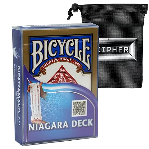 Bicycle Niagara Magic Trick Deck - Increíbles trucos de cartas fáciles para principiantes - Incluye bolsa de cartas de cifrado (azul)