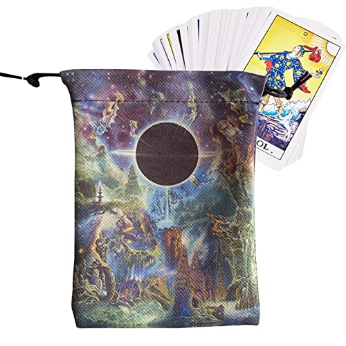 Blue Fish 3 Pcs Bolsa de Tarot con cordón - Paño Tarot Rune Bag Novela Patrones - Bolsa de Cubo de Almacenamiento con cordón de 5,12x7,09 Pulgadas, Bolsas de Regalo para Fiestas para Halloween