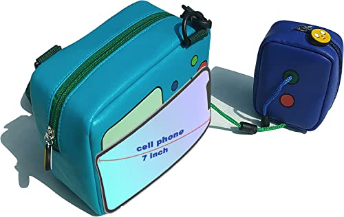 BMO Merch - Mochila de hombro único CrossBody Finn Jake BMO bolsa de mensajero, Azul, Large