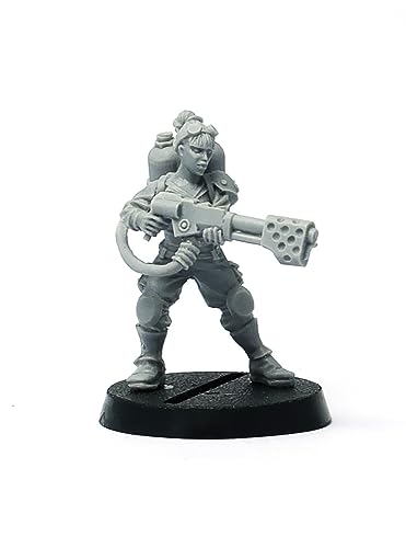 Brother Vinni Soldado Femenino con lanzallamas, 28 mm de Resina en Miniatura para Jugar Juegos de Guerra grimdark