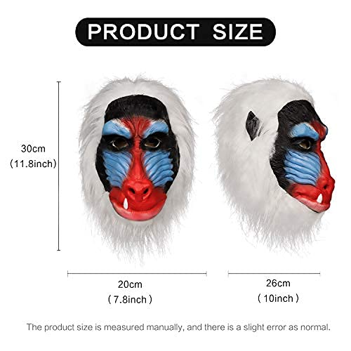 Bstask Disfraz de Mono de Traje de Babuino, Disfraz de látex, Disfraz de Goma de Cabeza de Mono de chimpancé de Animales de la Selva