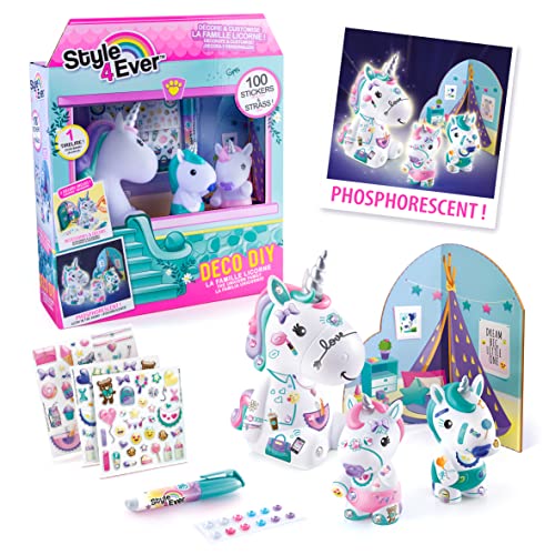 Canal Toys - Style 4 Ever - La Familia Unicornio, Figuras De La Mamá Unicornio y Sus Dos Bebés para Decorar, Deco Diy con Decoraciones y Accesorios, A Partir De 6 Años - Ofg252