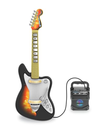 Cefa Toys - Guitarra Eléctrica con Amplificador Jam Hero, con 4 Tipos de Guitarra, Acústica, Stratocaster, Telecaster y Metal, Incluye Luz, Correa, Amplificador por Bluetooth y Entrada de Audio