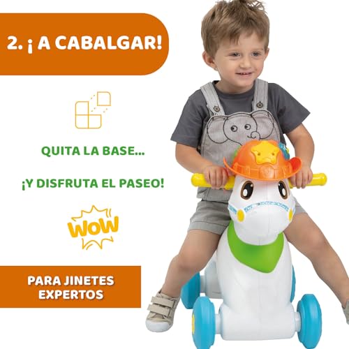 Chicco Baby Rodeo, Caballito Balancín, Actividades Bilingües Español e Inglés, 3 Botones Interactivos, Balancín y Cabalgable, con Plástico Reciclado, Juguetes Infantiles 1-3 Años, Rosa