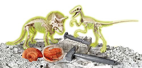 Clementoni Jurassic World 3 Dominion-Triceratops y Velociraptor-Dinosaurios, Kit de fósiles para excavar y ensamblar, Juego científico 7 años (versión en español) -Made in Italy, Multicolor, 19307