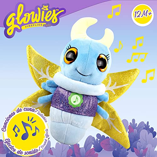 COLORBABY 49961, Peluche musical para dormir color azul, Glowies, Luz nocturna infantil, Peluches para bebés, Juguetes musicales con luces, Recomendado para mayores de 12 meses, Regalos infantiles