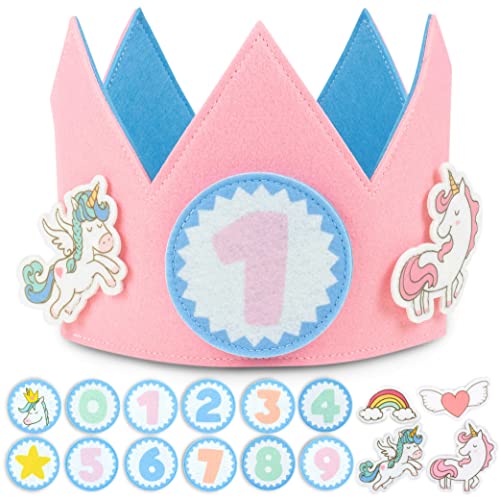 Corona Cumpleaños Unicornio con Números Intercambiables del 0 al 9 y Figuras Tematizadas – BONNYCO | Corona Cumpleaños 1 Año en Adelante, Decoracion Cumpleaños Niña Unicornio, Carnaval