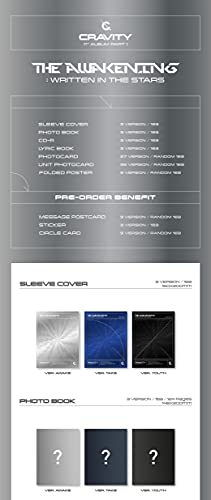 Cravity - The Awakening : Written In The Stars [Awake ver.] (1st Album) Album+BolsVos K-POP Webzine (20p), Decorative Stickers, Photocards