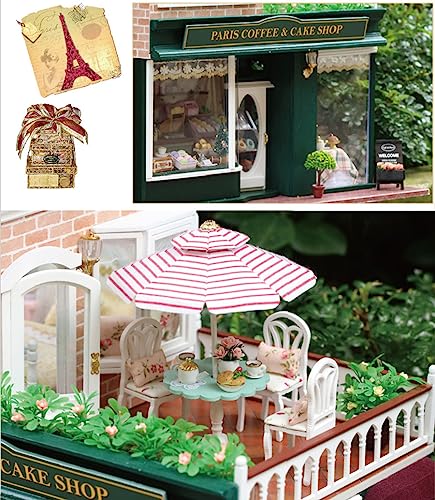Cute Room Puzle 3D DIY de madera en miniatura, casa de muñecas Paris Coffee