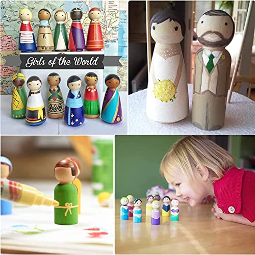CYH 50 piezas figuras de madera para pintar – peones de madera de muñeca inacabada – Peg Doll de madera – Muñeca natural DIY – para pintura infantil decoración DIY