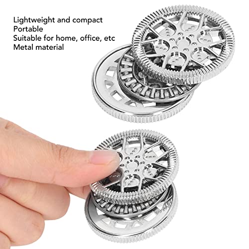 DAUZ Push Slider Coin Toy, Ansiedad Relief Funny Hollow Hub Pattern Moneda Háptica Magnética Metal Ergonómico para Adultos para Office School (Plata)