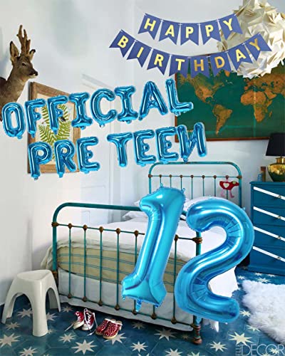 Decoraciones de cumpleaños número 12 para niños, globo oficial de cumpleaños número 12 para preadolescentes, pancarta de feliz cumpleaños número 12, globos de aluminio para suministros de cumpleaños