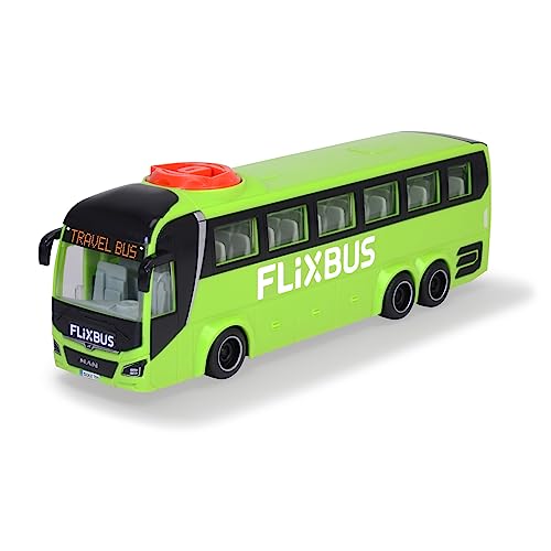 Dickie Toys - Autobús de Juguete Man FlixBus Verde, 27cm, Autocar con Función de Dirección, A Partir de 3 años (203744015)