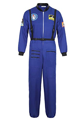 Disfraz Astronauta Adulto para Hombre Halloween Carnaval Americano Cadete del Espacio Cosplay Azul l
