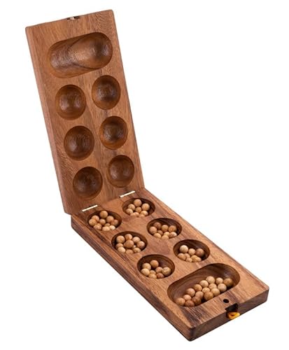 Engelhart- 350320 - Awalé de Madera - Juego Africano - Juego de Mesa - Juego de Madera - 2 Jugadores - Juego ecológico - 13,2 x 24,4 x 4,8 cm