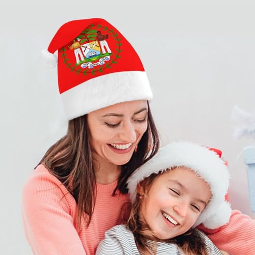 Escudo de armas de Belice gorro de Navidad gorro de Papá Noel gorros de Navidad linda decoración para fiestas de vacaciones adultos