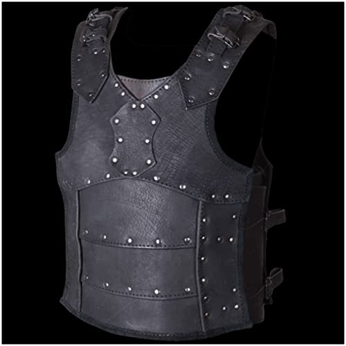 GATURA Protección torácica de Armadura de Hombro Retro para Hombres, Armadura Corporal Medieval Steam Punk PU Leather Armor Cuirass Ajustable PU Leather Chaleco Armor para el Juego de Roles,Naranja,M