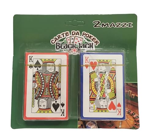 Generico Juego de 2 barajas de póquer, cartas de Black Jack, cartas de Ramino, cartas de Scala 40 tarjetas de Playng Cards, cartas plastificadas, cartas de Burraco, 2 barajas de 54 cartas, 108 cartas