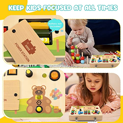 GJCrafts Busy Board Montessori Activity Board LED Juguete Tablero Montessori para niños Juguetes educativos y de Aprendizaje Educativos Juguetes Montessori para Bebés Niños Niñas