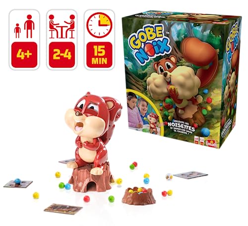 Gobe Noix - Juegos de Mesa Divertidos para niños a Partir de 4 años - Ayuda a la Ardilla a Recoger avellanas - Juego de Velocidad - Juega con Familia o Amigos - 2 a 4 Jugadores