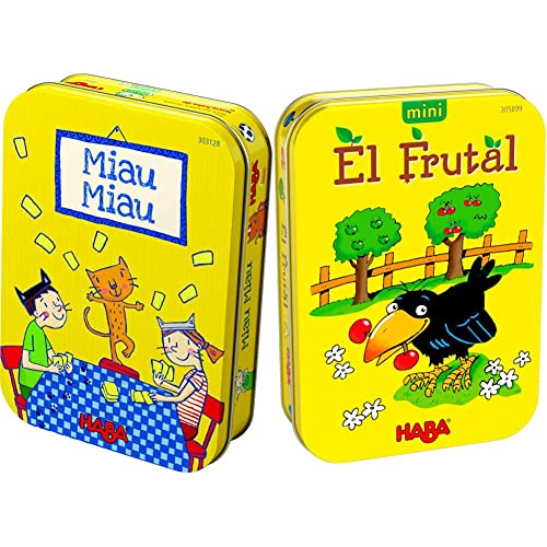 HABA Miau-ESP (303128) Juego de Cartas + 305899 - El Frutal, versión Mini, Juego de cooperación, a Partir de 3 años