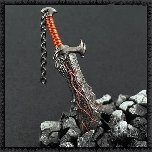 hanaiette 1pc God of War Chaos Blade Thunder Hammer Hacha Espada Modelo Llavero con Soporte de Exhibición (Modelo en caja 2)