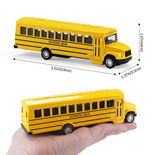 Hapavis Juguetes de autobuses Escolares tirados hacia atrás, carrocería de aleación de automóviles fundida a presión, Lindo Pastel Decorado para niños y niñas Pull Back School Bus Toy Die-Cast