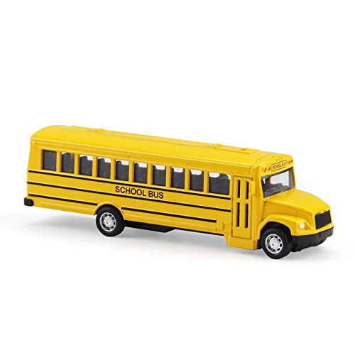 Hapavis Juguetes de autobuses Escolares tirados hacia atrás, carrocería de aleación de automóviles fundida a presión, Lindo Pastel Decorado para niños y niñas Pull Back School Bus Toy Die-Cast